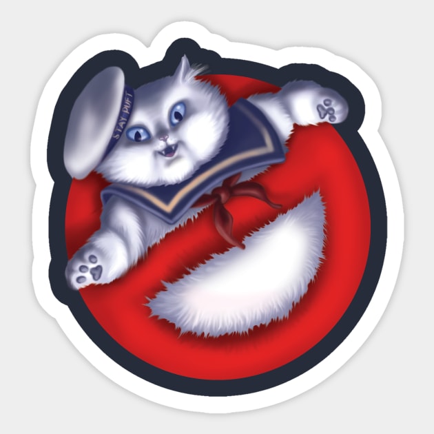 Stay Puft Marshmallow Cat Sticker by GeekyPet